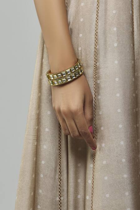 Just Shradhas Gold Plated Enamel Stone Bangle Set Of 2