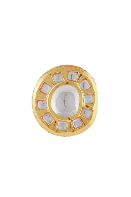 Shop_Just Shradhas_Gold Plated Imitation Diamonds Stone Necklace Set_Online_at_Aza_Fashions