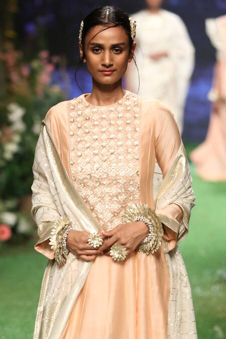 Buy_Pooja Shroff_Pink Chanderi Anarkali Set_Online_at_Aza_Fashions