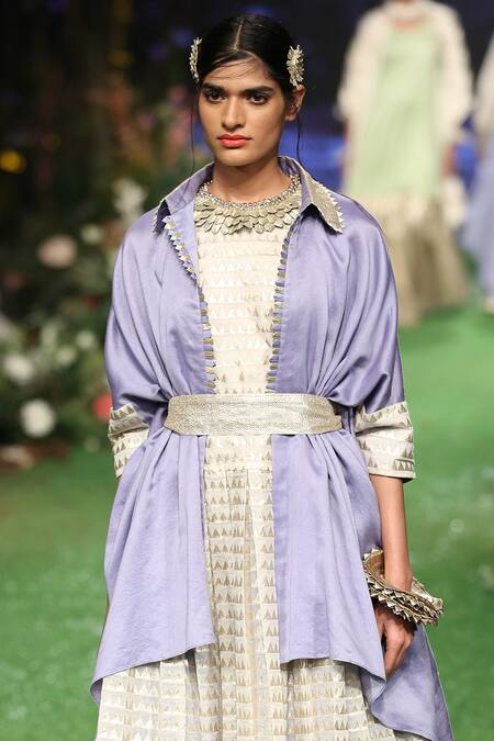 Shop Pooja Shroff Blue Chanderi Kurta Palazzo Set at Aza Fashions Shop_Pooja Shroff_Blue Chanderi Kurta Palazzo Set_at_Aza_Fashions