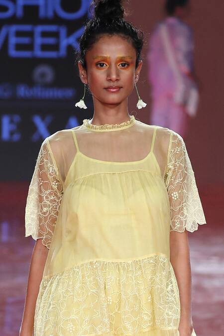 Kanelle_Yellow Silk Organza Maxi Dress_Online_at_Aza_Fashions