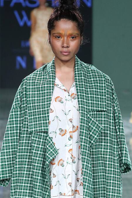 Kanelle_Green Oversized Cotton Jacket_Online_at_Aza_Fashions