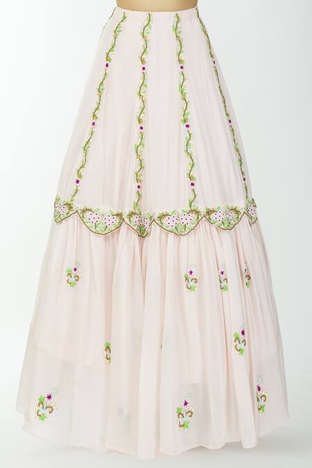 Shop Neha Mehta Couture Pink Pure Crepe V Neck Embroidered Bridal Lehenga Set Online at Aza Fashions Shop_Neha Mehta Couture_Pink Pure Crepe V Neck Embroidered Bridal Lehenga Set _Online_at_Aza_Fashions