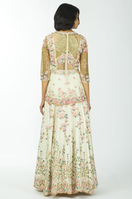 Shop Neha Mehta Couture White Silk Round Lehenga Set at Aza Fashions Shop_Neha Mehta Couture_White Silk Round Lehenga Set _at_Aza_Fashions