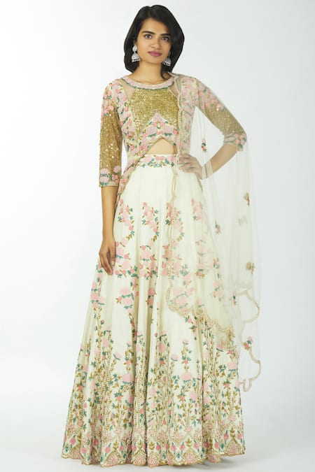 Neha Mehta Couture White Silk Round Lehenga Set Online at Aza Fashions Neha Mehta Couture_White Silk Round Lehenga Set _Online_at_Aza_Fashions