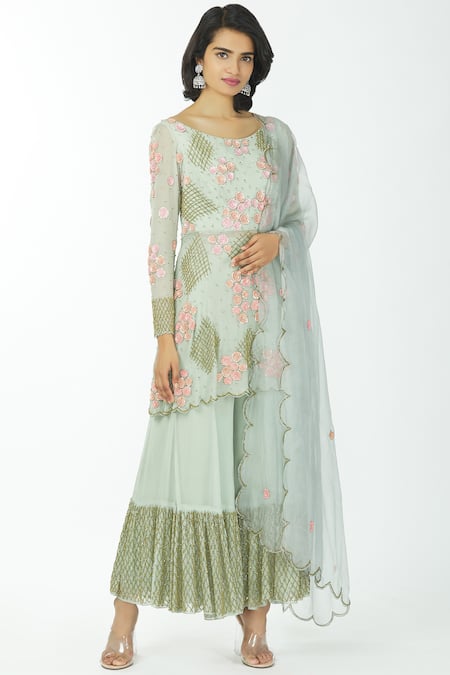 Neha Mehta Couture Embroidered Kurta Palazzo Set 