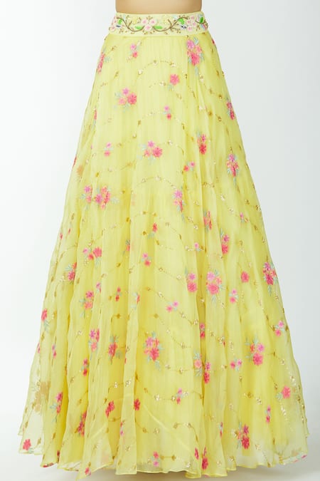 Shop Neha Mehta Couture Yellow Organza Round Embroidered Lehenga Set Online at Aza Fashions Shop_Neha Mehta Couture_Yellow Organza Round Embroidered Lehenga Set _Online_at_Aza_Fashions
