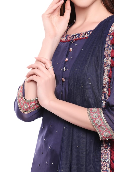Soup By Sougat Paul_Blue Printed Kurta Palazzo Set _at_Aza_Fashions