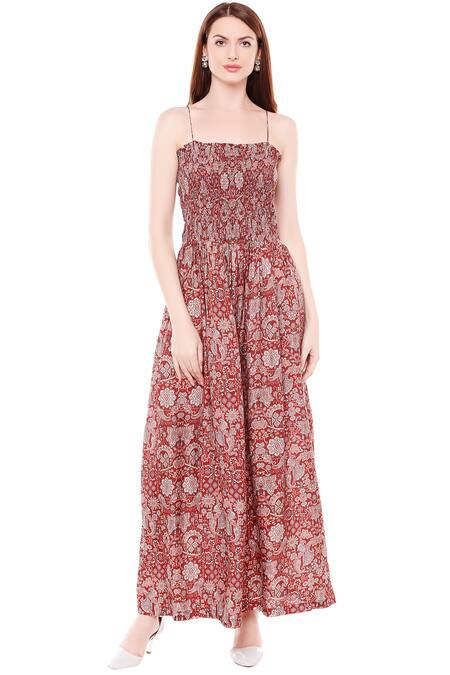 Shop_Soup By Sougat Paul_Maroon Net, Malaysian Silk Square Neck Printed Jumpsuit With Jacket _Online_at_Aza_Fashions