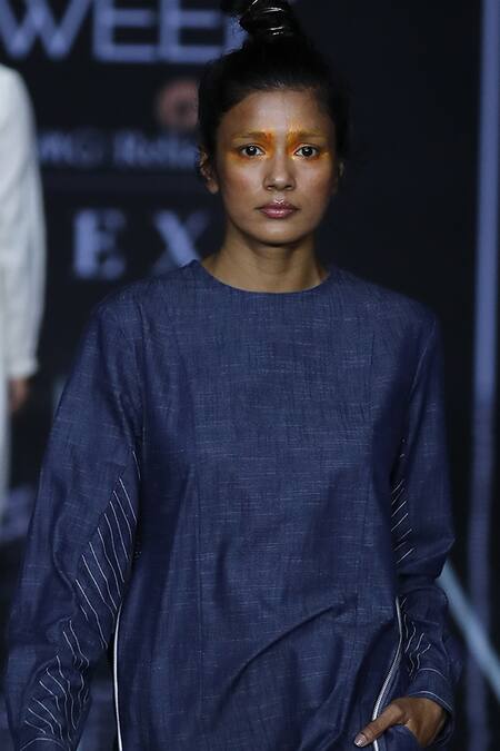 Shop Anurag Gupta Blue Denim Round Kurta Set Online at Aza Fashions Shop_Anurag Gupta_Blue Denim Round Kurta Set _Online_at_Aza_Fashions