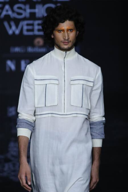 Anurag Gupta_White Zipper Front Kurta Set _Online_at_Aza_Fashions