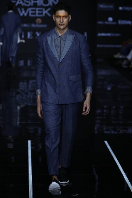 Anurag Gupta Blue Denim Blazer Set 