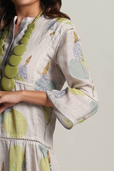 Kaveri Grey Linen Midi Dress Online at Aza Fashions Kaveri_Grey Linen Midi Dress_Online_at_Aza_Fashions