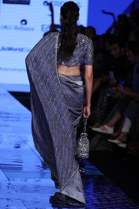 Punit Balana Printed Satin Silk Saree with Blouse 