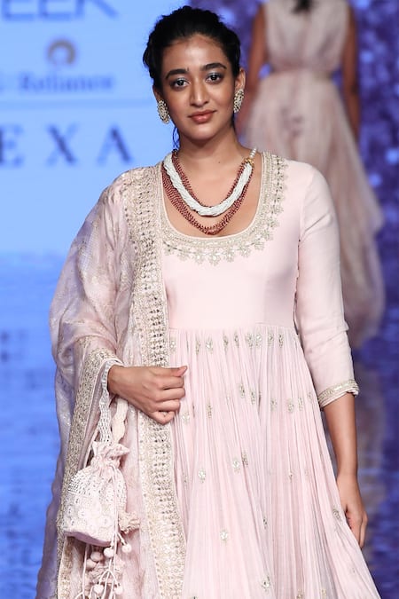 Punit Balana_Pink Cotton Mul Round Embellished Anarkali Set _Online_at_Aza_Fashions