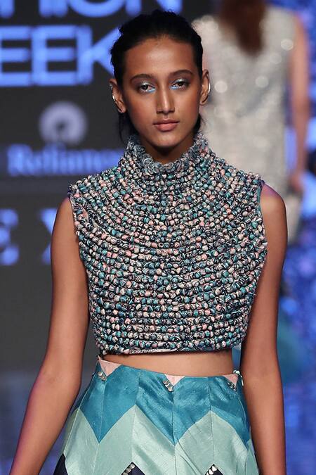 Sva By Sonam & Paras Modi_Multi Color Raw Silk Round Printed Lehenga Set_Online_at_Aza_Fashions