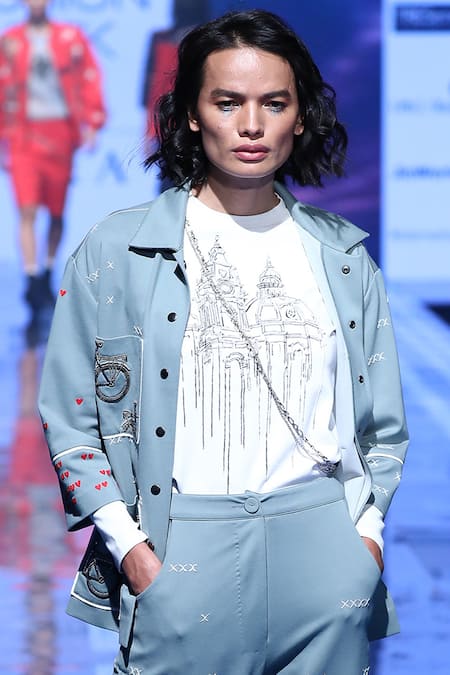 Shahin Mannan_Green Jersey Spread Collar Embroidered Jacket _Online_at_Aza_Fashions