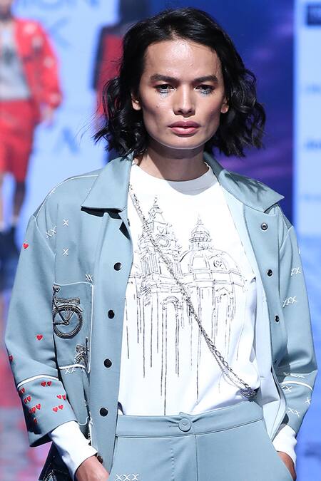 Shahin Mannan_White Jersey Round Embroidered T-shirt _Online_at_Aza_Fashions