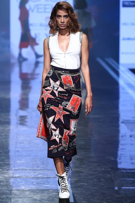 Shahin Mannan White Jersey Front Zipper Top 