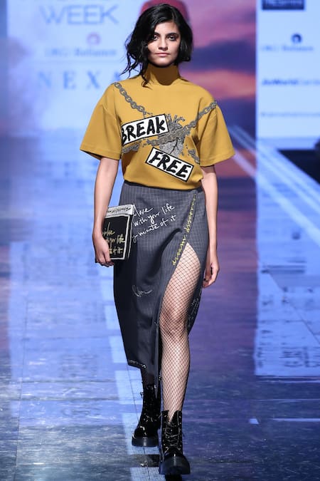 Shahin Mannan Yellow Jersey Round Slogan T-shirt 