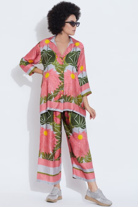 Buy_Aartivijay Gupta_Green Silk Printed Pant_Online_at_Aza_Fashions