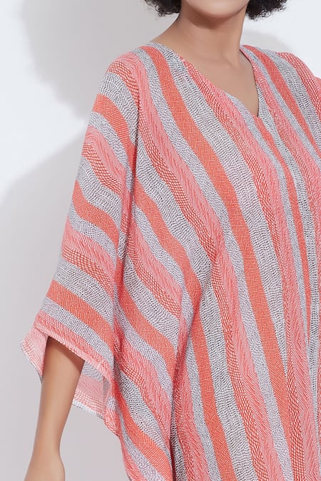 Aartivijay Gupta_Red Printed Kaftan_at_Aza_Fashions