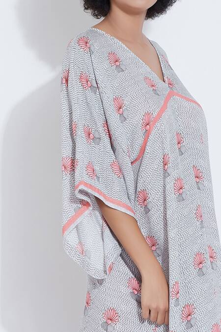 Shop_Aartivijay Gupta_White Silk Printed Dress_Online_at_Aza_Fashions