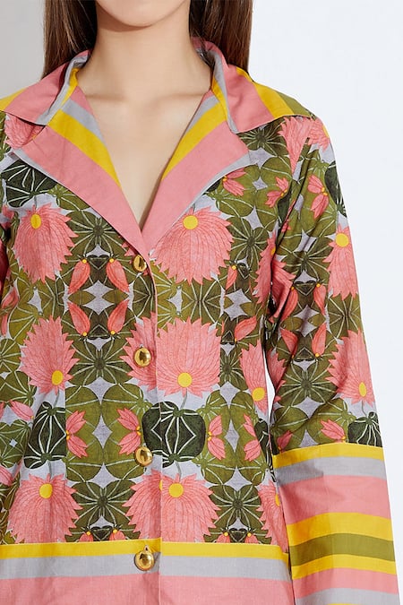 Aartivijay Gupta_Green Silk Printed Shirt_at_Aza_Fashions