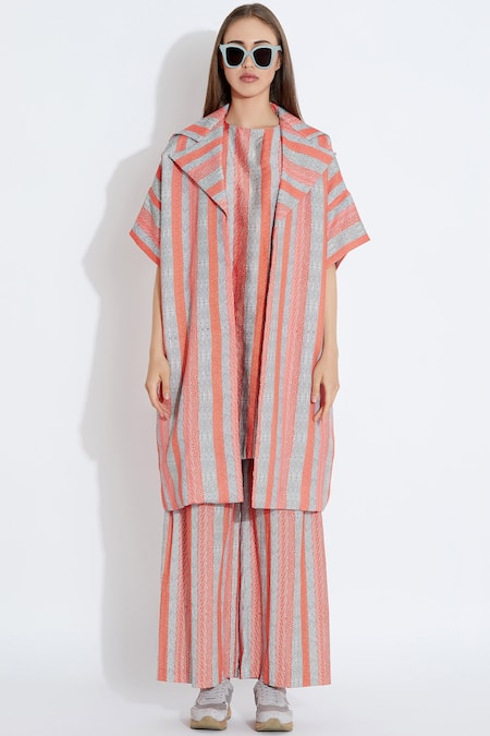 Shop_Aartivijay Gupta_Red Silk Printed Jacket_Online_at_Aza_Fashions