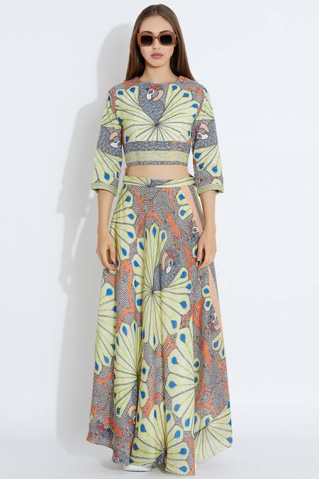 Buy_Aartivijay Gupta_Multi Color Lycra Blend Printed Skirt_Online_at_Aza_Fashions