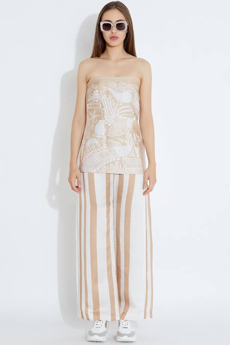 Buy Aartivijay Gupta Beige Silk Stripe Pants Online at Aza Fashions Buy_Aartivijay Gupta_Beige Silk Stripe Pants _Online_at_Aza_Fashions