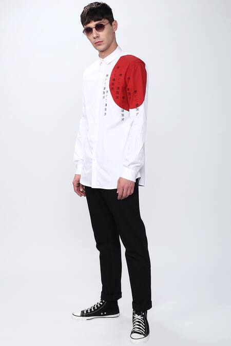 Noonoo_White Cotton Poplin Printed Shirt _Online_at_Aza_Fashions
