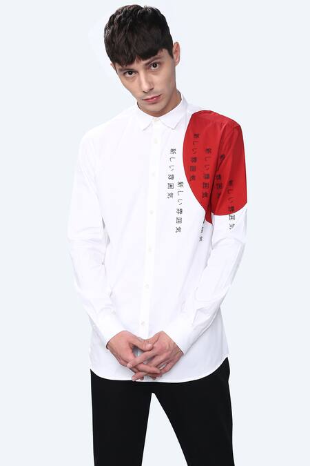 Buy_Noonoo_White Cotton Poplin Printed Shirt _Online_at_Aza_Fashions