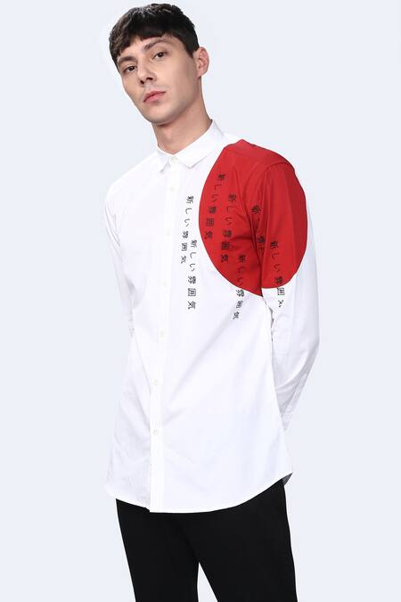 Shop_Noonoo_White Cotton Poplin Printed Shirt _Online_at_Aza_Fashions