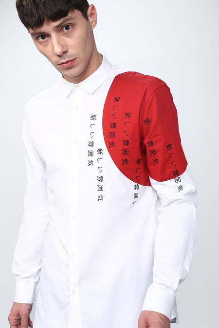 Noonoo_White Cotton Poplin Printed Shirt _at_Aza_Fashions