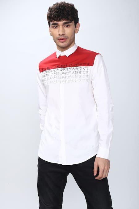 Noonoo_White Cotton Poplin Embroidered Shirt _Online_at_Aza_Fashions