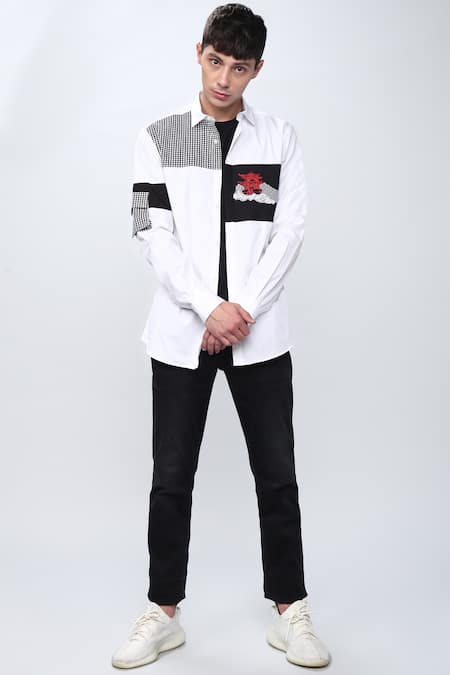 Buy Noonoo White Cotton Poplin Embroidered Shirt at Aza Fashions Buy_Noonoo_White Cotton Poplin Embroidered Shirt _at_Aza_Fashions