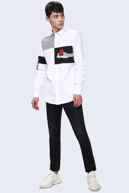 Shop Noonoo White Cotton Poplin Embroidered Shirt at Aza Fashions Shop_Noonoo_White Cotton Poplin Embroidered Shirt _at_Aza_Fashions