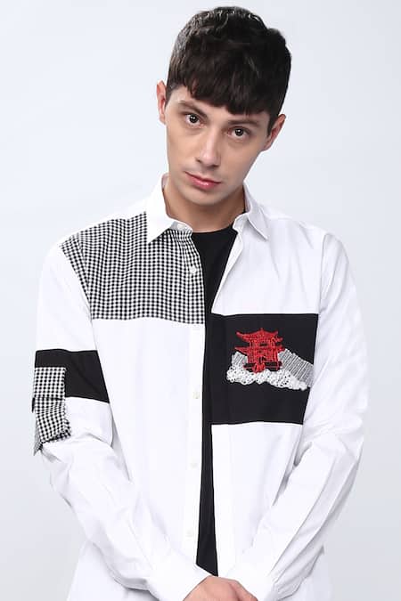 Noonoo White Cotton Poplin Embroidered Shirt Online at Aza Fashions Noonoo_White Cotton Poplin Embroidered Shirt _Online_at_Aza_Fashions