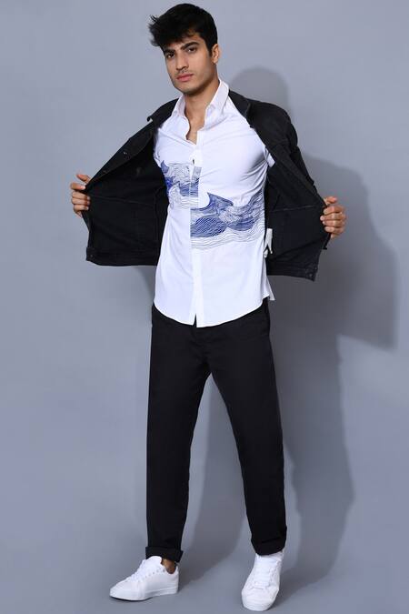 Noonoo_White Cotton Poplin Embroidered Shirt _Online_at_Aza_Fashions