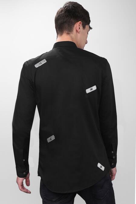 Shop Noonoo Black Cotton Poplin Embellished Shirt at Aza Fashions Shop_Noonoo_Black Cotton Poplin Embellished Shirt _at_Aza_Fashions