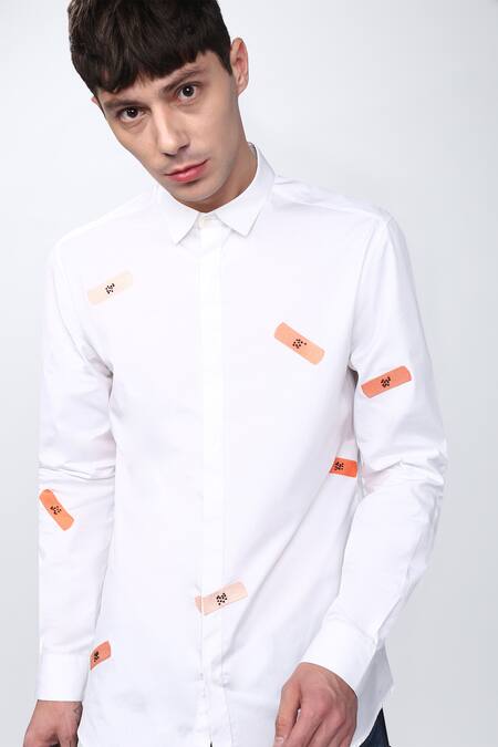 Buy_Noonoo_White Cotton Poplin Embellished Shirt _Online_at_Aza_Fashions