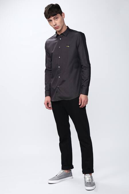 Noonoo_Grey Cotton Poplin Striped Shirt _Online_at_Aza_Fashions