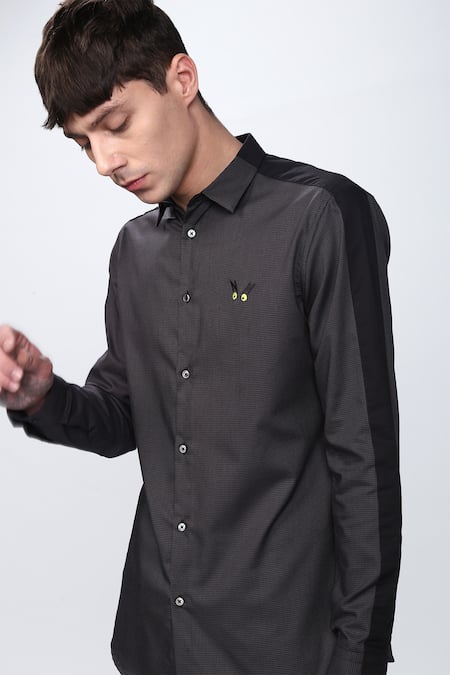 Buy_Noonoo_Grey Cotton Poplin Striped Shirt _Online_at_Aza_Fashions