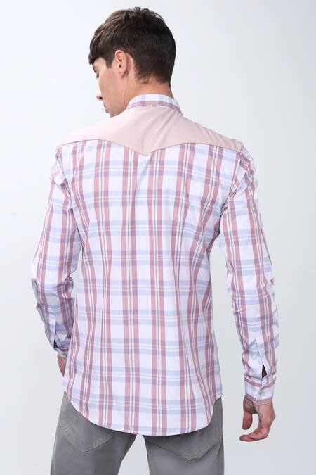 Shop Noonoo White 100% Cotton Checkered Slim Fit Shirt at Aza Fashions Shop_Noonoo_White 100% Cotton Checkered Slim Fit Shirt _at_Aza_Fashions