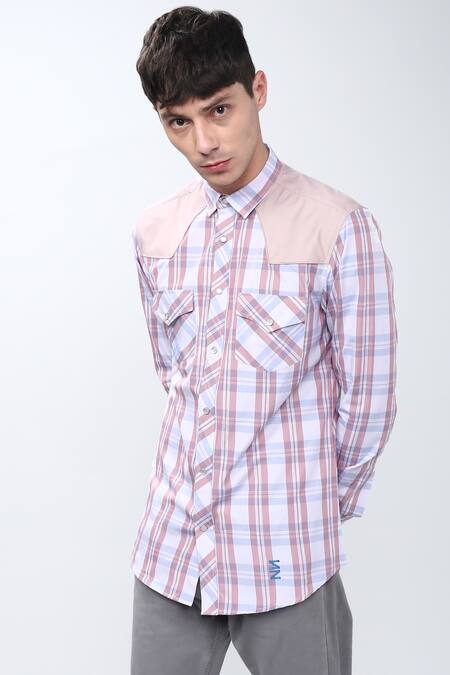 Noonoo White 100% Cotton Checkered Slim Fit Shirt Online at Aza Fashions Noonoo_White 100% Cotton Checkered Slim Fit Shirt _Online_at_Aza_Fashions
