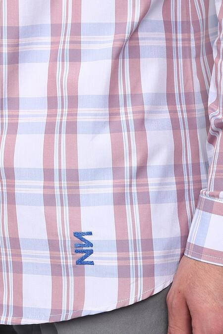 Shop Noonoo White 100% Cotton Checkered Slim Fit Shirt Online at Aza Fashions Shop_Noonoo_White 100% Cotton Checkered Slim Fit Shirt _Online_at_Aza_Fashions