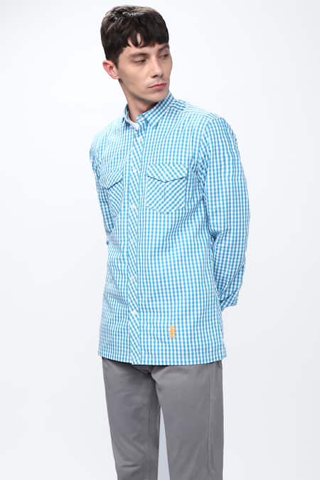 Noonoo_Blue 100% Cotton Checkered Shirt_Online_at_Aza_Fashions