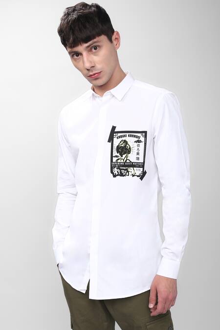 Shop Noonoo White 100% Cotton Slim Fit Shirt at Aza Fashions Shop_Noonoo_White 100% Cotton Slim Fit Shirt_at_Aza_Fashions