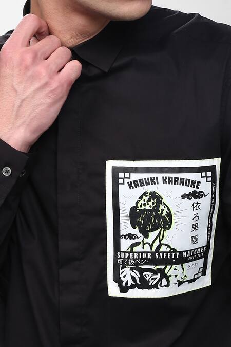 Noonoo Black 100% Cotton Slim Fit Shirt Online at Aza Fashions Noonoo_Black 100% Cotton Slim Fit Shirt_Online_at_Aza_Fashions